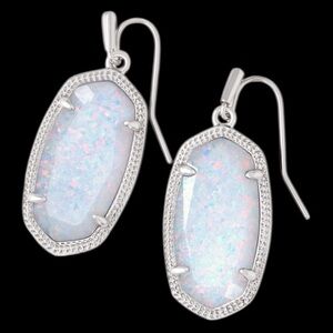 Kendra Scott Dani Silver Earrings in White Kyocera Opal
